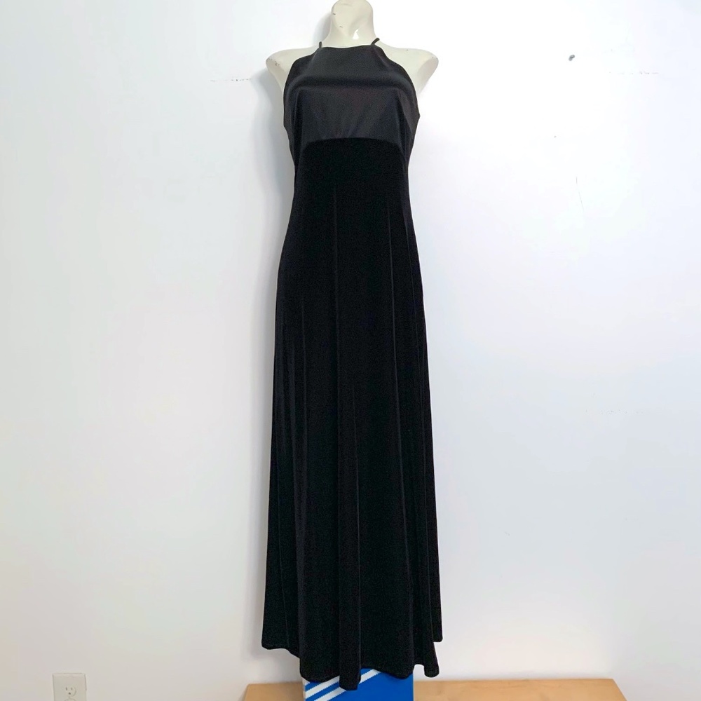 Laundry By Shelli Segal Womens Black Halter Evening Maxi Dress Size 4 Lined